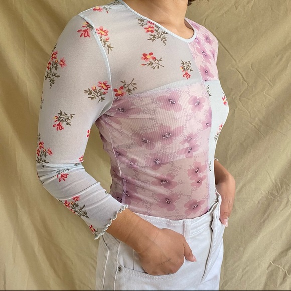 UO Floral Patchwork Mesh Top 🌷 - Picture 3 of 4